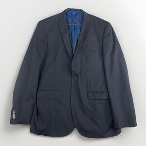 Egara Mens Blazer Size 40R Black Sports Coat  2 Button Lucha libre Mask AOP Blue